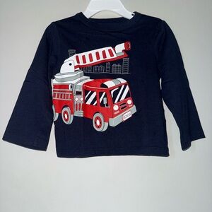 The Children's Place Navy Fire Truck Long Sleeve Tee